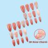 imageBABALAL Press on Nails Medium Almond Fake Nails Pink Yellow French Tip Glue on 3d Texture Orange Lemon Acrylic Nails Cute False Nails Summer Spring Nail Supplies Handmade Stiletto Artificial NailANX15