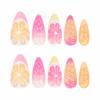 imageBABALAL Press on Nails Medium Almond Fake Nails Pink Yellow French Tip Glue on 3d Texture Orange Lemon Acrylic Nails Cute False Nails Summer Spring Nail Supplies Handmade Stiletto Artificial NailANX03
