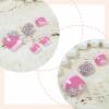 imageBABALAL Press on Toenails Short Pink Toenail Press Ons Square for Women French Tip Press on Toe Nails with Glue Bling Glitter Floral Heart Charm Fake Toenails Supplies 12 Sizes  24Pcs Toenails ArtANjzj203