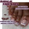 imageBABALAL Press on Toenails Short Pink Toenail Press Ons Square for Women French Tip Press on Toe Nails with Glue Bling Glitter Floral Heart Charm Fake Toenails Supplies 12 Sizes  24Pcs Toenails ArtANjzj216