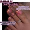 imageBABALAL Press on Toenails Short Pink Toenail Press Ons Square for Women French Tip Press on Toe Nails with Glue Bling Glitter Floral Heart Charm Fake Toenails Supplies 12 Sizes  24Pcs Toenails ArtANjzj211