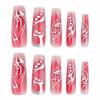 imageBABALAL Square Press on Cheetah French Tip Metallic Ball Charm Y2k Acrylic Flower Squoval Manicure Artificial Nails  24pcsANRb01
