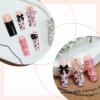 imageBABALAL Square Press on Cheetah French Tip Metallic Ball Charm Y2k Acrylic Flower Squoval Manicure Artificial Nails  24pcsANRb03