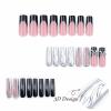 imageBABALAL Square Press on Cheetah French Tip Metallic Ball Charm Y2k Acrylic Flower Squoval Manicure Artificial Nails  24pcsANRb04
