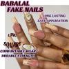imageBABALAL Square Press on Cheetah French Tip Metallic Ball Charm Y2k Acrylic Flower Squoval Manicure Artificial Nails  24pcsANRb06
