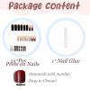 imageBABALAL Square Press on Cheetah French Tip Metallic Ball Charm Y2k Acrylic Flower Squoval Manicure Artificial Nails  24pcsANRb07