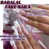 imageBABALAL Square Press on Cheetah French Tip Metallic Ball Charm Y2k Acrylic Flower Squoval Manicure Artificial Nails  24pcsANRb08