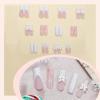imageBABALAL Square Press on Cheetah French Tip Metallic Ball Charm Y2k Acrylic Flower Squoval Manicure Artificial Nails  24pcsANRb08