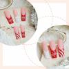 imageBABALAL Square Press on Cheetah French Tip Metallic Ball Charm Y2k Acrylic Flower Squoval Manicure Artificial Nails  24pcsANRb09