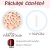 imageBABALAL Square Press on Cheetah French Tip Metallic Ball Charm Y2k Acrylic Flower Squoval Manicure Artificial Nails  24pcsANRb10