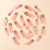 imageBABALAL Square Press on Cheetah French Tip Metallic Ball Charm Y2k Acrylic Flower Squoval Manicure Artificial Nails  24pcsANRb10