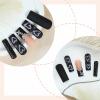 imageBABALAL Square Press on Cheetah French Tip Metallic Ball Charm Y2k Acrylic Flower Squoval Manicure Artificial Nails  24pcsANRb11