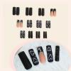 imageBABALAL Square Press on Cheetah French Tip Metallic Ball Charm Y2k Acrylic Flower Squoval Manicure Artificial Nails  24pcsANRb11