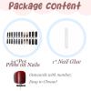 imageBABALAL Square Press on Cheetah French Tip Metallic Ball Charm Y2k Acrylic Flower Squoval Manicure Artificial Nails  24pcsANRb11