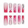 imageBABALAL Square Press on Cheetah French Tip Metallic Ball Charm Y2k Acrylic Flower Squoval Manicure Artificial Nails  24pcsANRb16