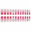 imageBABALAL Square Press on Cheetah French Tip Metallic Ball Charm Y2k Acrylic Flower Squoval Manicure Artificial Nails  24pcsANRb16