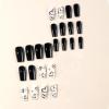 imageBABALAL Square Press on Cheetah French Tip Metallic Ball Charm Y2k Acrylic Flower Squoval Manicure Artificial Nails  24pcsANRb18