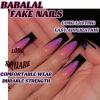 imageBABALAL Square Press on Cheetah French Tip Metallic Ball Charm Y2k Acrylic Flower Squoval Manicure Artificial Nails  24pcsANRb19