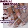 imageBABALAL Square Press on Cheetah French Tip Metallic Ball Charm Y2k Acrylic Flower Squoval Manicure Artificial Nails  24pcsANRb21