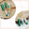 imageBABALAL Square Press on Cheetah French Tip Metallic Ball Charm Y2k Acrylic Flower Squoval Manicure Artificial Nails  24pcsANRb23