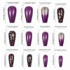 imageBABALAL Square Press on Cheetah French Tip Metallic Ball Charm Y2k Acrylic Flower Squoval Manicure Artificial Nails  24pcsANRb24