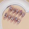 imageBABALAL Stiletto PressOn Nails  24Pc Almond Thick fake Nails GlueOns Brown Black Glitter Bling Acrylic Fall False NailsAND06