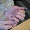 imageBABALAL Stiletto PressOn Nails  24Pc Almond Thick fake Nails GlueOns Brown Black Glitter Bling Acrylic Fall False NailsAND06