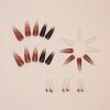 imageBABALAL Stiletto PressOn Nails  24Pc Almond Thick fake Nails GlueOns Brown Black Glitter Bling Acrylic Fall False NailsAND08