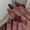 imageBABALAL Coffin Press on Nails Medium Fake Nails Orange Pink French Tip Glue on Nails 3d Texture Flower Design Acrylic Nails 24Pcs Ballerina Summer False Nails Manicure Stick on Nails SuppliesNT0105