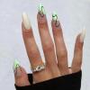 imageBABALAL Coffin Press on Nails Medium Fake Nails Orange Pink French Tip Glue on Nails 3d Texture Flower Design Acrylic Nails 24Pcs Ballerina Summer False Nails Manicure Stick on Nails SuppliesNt16green
