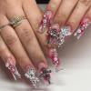 imageBABALAL Press on Nails Long Square Fake Nails Rainbow French Tip Glue on Nails 3D Bear Soft Candy Charm Acrylic Nails Heart False Nails 24Pcs Squoval Cute Summer Manicure Stick on NailsANV01