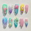 imageBABALAL Press on Nails Medium Almond Fake Nails Beach Glue on Nails Blue Pink Flower Acrylic Nails 3D Texture False Nails Summer False Nails 30Pcs Custom Stiletto Handmade Diy Nails for Women GirlsBNH03