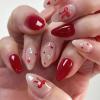 imageBABALAL Press on Nails Medium Almond Fake Nails Pink Yellow French Tip Glue on 3d Texture Orange Lemon Acrylic Nails Cute False Nails Summer Spring Nail Supplies Handmade Stiletto Artificial NailANX21