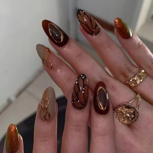 imageBABALAL Coffin Press on Nails Medium Fake Nails Orange Pink French Tip Glue on Nails 3d Texture Flower Design Acrylic Nails 24Pcs Ballerina Summer False Nails Manicure Stick on Nails SuppliesNT0105