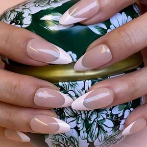 imageBABALAL Coffin Press on Nails Medium Fake Nails Orange Pink French Tip Glue on Nails 3d Texture Flower Design Acrylic Nails 24Pcs Ballerina Summer False Nails Manicure Stick on Nails SuppliesNt15white