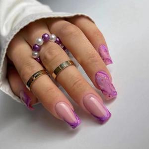 imageBABALAL Press on Nails Medium Almond Fake Nails Blue Glue on Nails Floral Spring Acrylic nails 24pcs Stiletto False Nails Glossy Manicure Stick on Nails Supplies Art Nails for Women and GirlsANY106