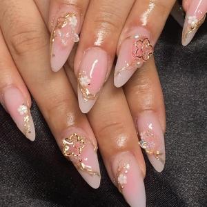 imageBABALAL Press on Nails Medium Almond Fake Nails Blue Glue on Nails Floral Spring Acrylic nails 24pcs Stiletto False Nails Glossy Manicure Stick on Nails Supplies Art Nails for Women and GirlsANY108