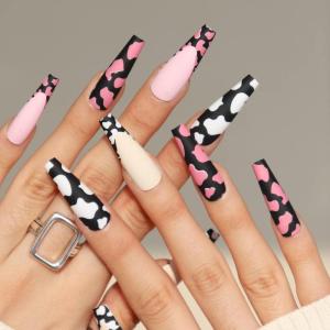 imageBABALAL Press on Nails Medium Almond Fake Nails Blue Glue on Nails Floral Spring Acrylic nails 24pcs Stiletto False Nails Glossy Manicure Stick on Nails Supplies Art Nails for Women and GirlsANY123