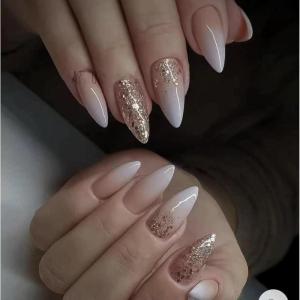 imageBABALAL Press on Nails Medium Almond Fake Nails Blue Glue on Nails Floral Spring Acrylic nails 24pcs Stiletto False Nails Glossy Manicure Stick on Nails Supplies Art Nails for Women and GirlsANY114