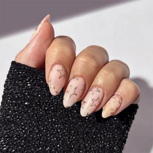 imageBABALAL Press on Nails Medium Almond Fake Nails Pink Yellow French Tip Glue on 3d Texture Orange Lemon Acrylic Nails Cute False Nails Summer Spring Nail Supplies Handmade Stiletto Artificial NailANX05