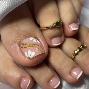 imageBABALAL Press on Toenails Short Pink Toenail Press Ons Square for Women French Tip Press on Toe Nails with Glue Bling Glitter Floral Heart Charm Fake Toenails Supplies 12 Sizes  24Pcs Toenails ArtANjzj212