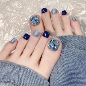 imageBABALAL Press on Toenails Short Pink Toenail Press Ons Square for Women French Tip Press on Toe Nails with Glue Bling Glitter Floral Heart Charm Fake Toenails Supplies 12 Sizes  24Pcs Toenails ArtANjzj201