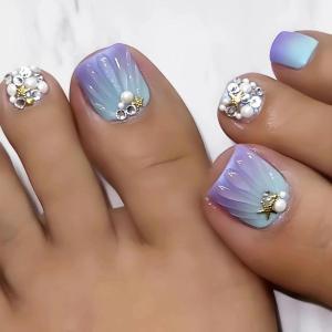imageBABALAL Square Press on Toenails Short Fake Toenails and Fake Toenails with Nail Glue Sliver Glitter Glue on Nails 24pcs Acrylic Toenails with Diamond Designs False Toenails for Women and GirlsJZJA011b