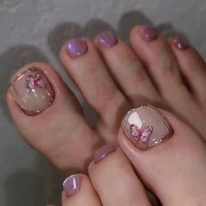 imageBABALAL Square Press on Toenails Short Fake Toenails and Fake Toenails with Nail Glue Sliver Glitter Glue on Nails 24pcs Acrylic Toenails with Diamond Designs False Toenails for Women and GirlsJZJA016