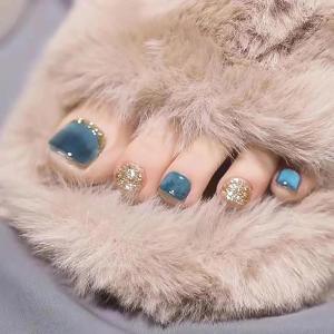 imageBABALAL Square Press on Toenails Short Fake Toenails and Fake Toenails with Nail Glue Sliver Glitter Glue on Nails 24pcs Acrylic Toenails with Diamond Designs False Toenails for Women and GirlsJZJA04summer