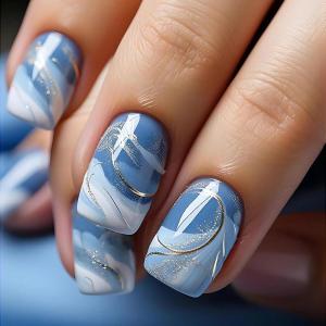 imageBABALAL Stiletto PressOn Nails  24Pc Almond Thick fake Nails GlueOns Brown Black Glitter Bling Acrylic Fall False NailsAND09