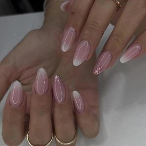 imageBABALAL Stiletto PressOn Nails  24Pc Almond Thick fake Nails GlueOns Brown Black Glitter Bling Acrylic Fall False NailsAND24