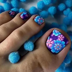 imageBABALAL Toe Nails Press on Orange Fake Toenails with Design Acrylic Toe Nails Cocoa Palm False Toenails 24Pcs Manicure French Tip Stick on Toenails for Women Girls Summer Full Cover Gel Toenails ArtBNjzj02
