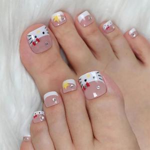 imageBABALAL Toe Nails Press on Orange Fake Toenails with Design Acrylic Toe Nails Cocoa Palm False Toenails 24Pcs Manicure French Tip Stick on Toenails for Women Girls Summer Full Cover Gel Toenails ArtBNjzj19