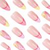 imageBABALAL Almond Press on Nails Medium  Orange Summer Fake Nails 3D Texture Design Floral Handmade Acrylic Nails Supplies 24Pcs Stiletto Manicure Stick on False Nails Art Artificial NailsBNE219
